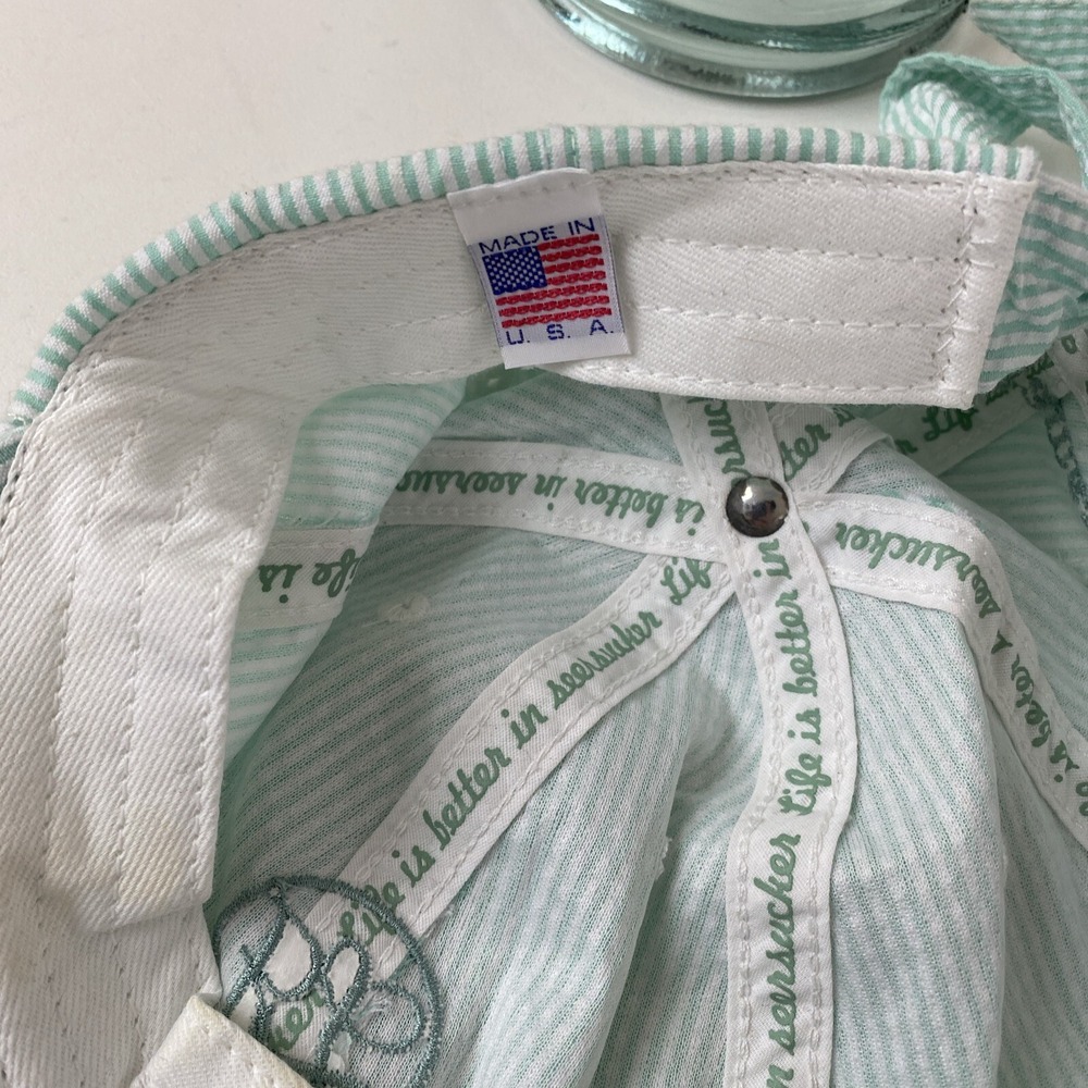 Lauren James Bow Hat Womens One Size Preppy Southern Seersucker Cap tie back LJ - Picture 8 of 11